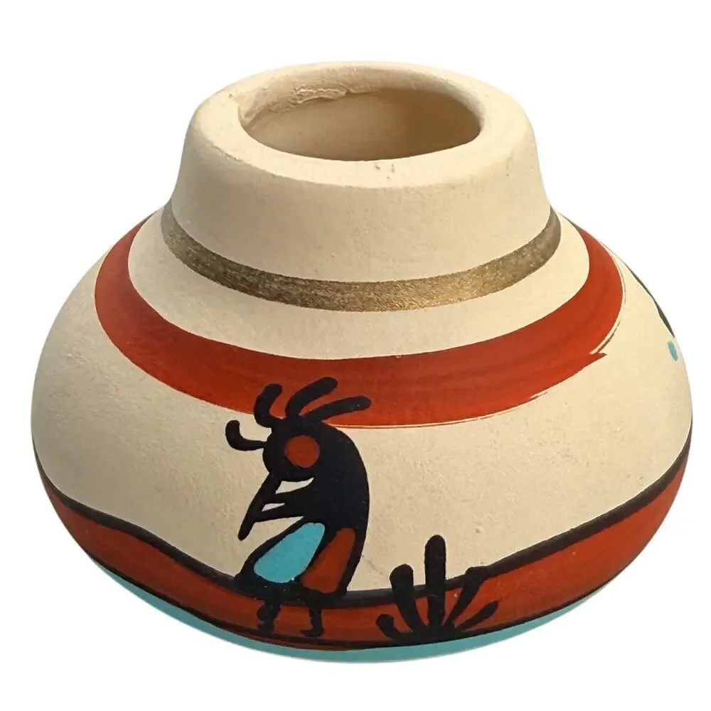 Vintage TESA Maack Co Mini Pottery Bud Vase Kokopelli Southwestern Hand Painted